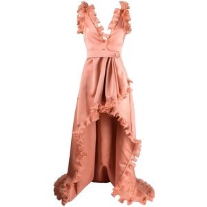 Elie Saab ruffle-trim draped satin gown